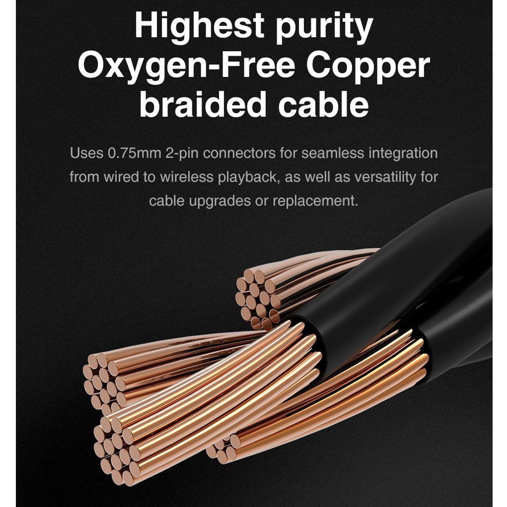 In Ear HiFi Bass Sports Stereo Earbuds Detachable Headphones Black with Mic