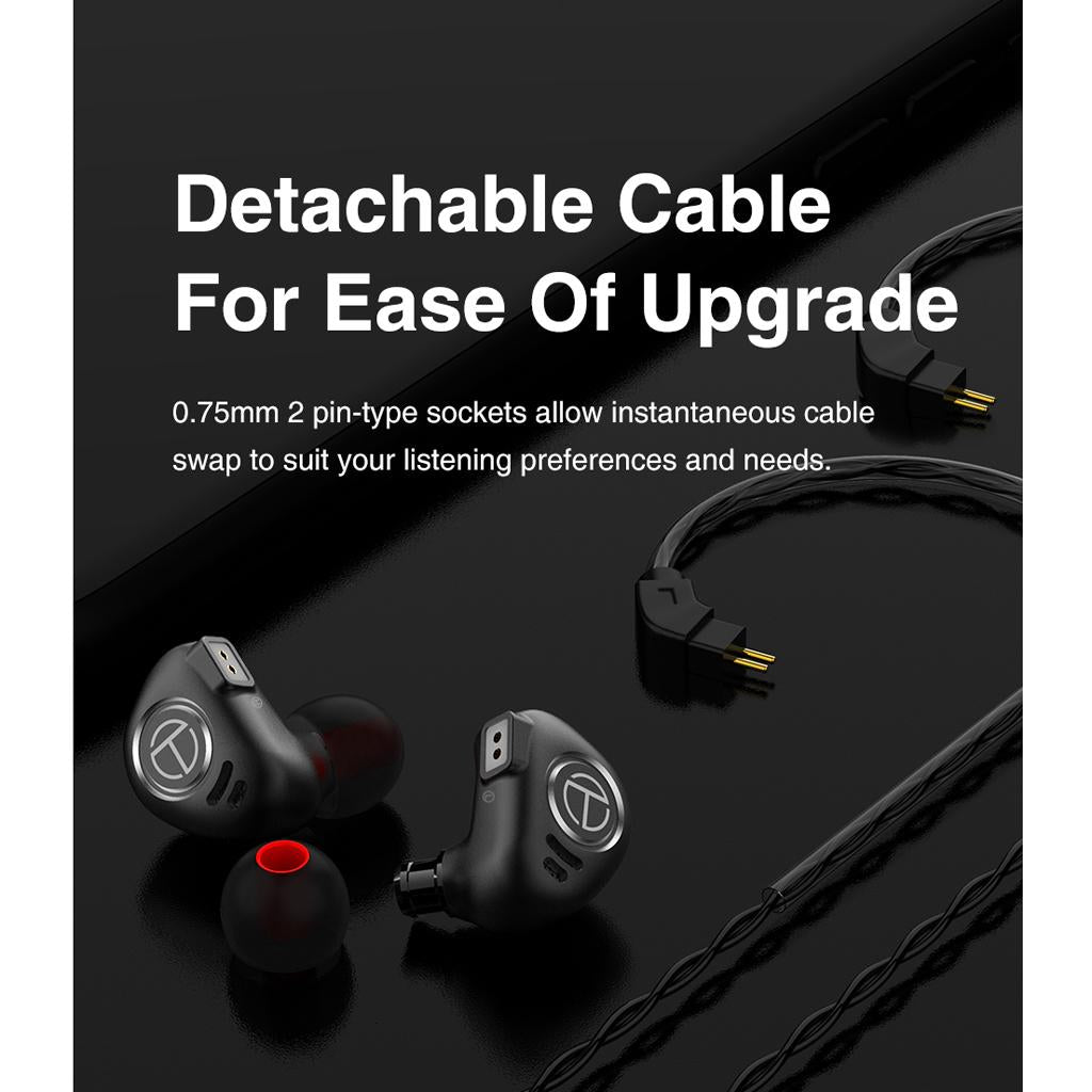 In Ear HiFi Bass Sports Stereo Earbuds Detachable Headphones Black