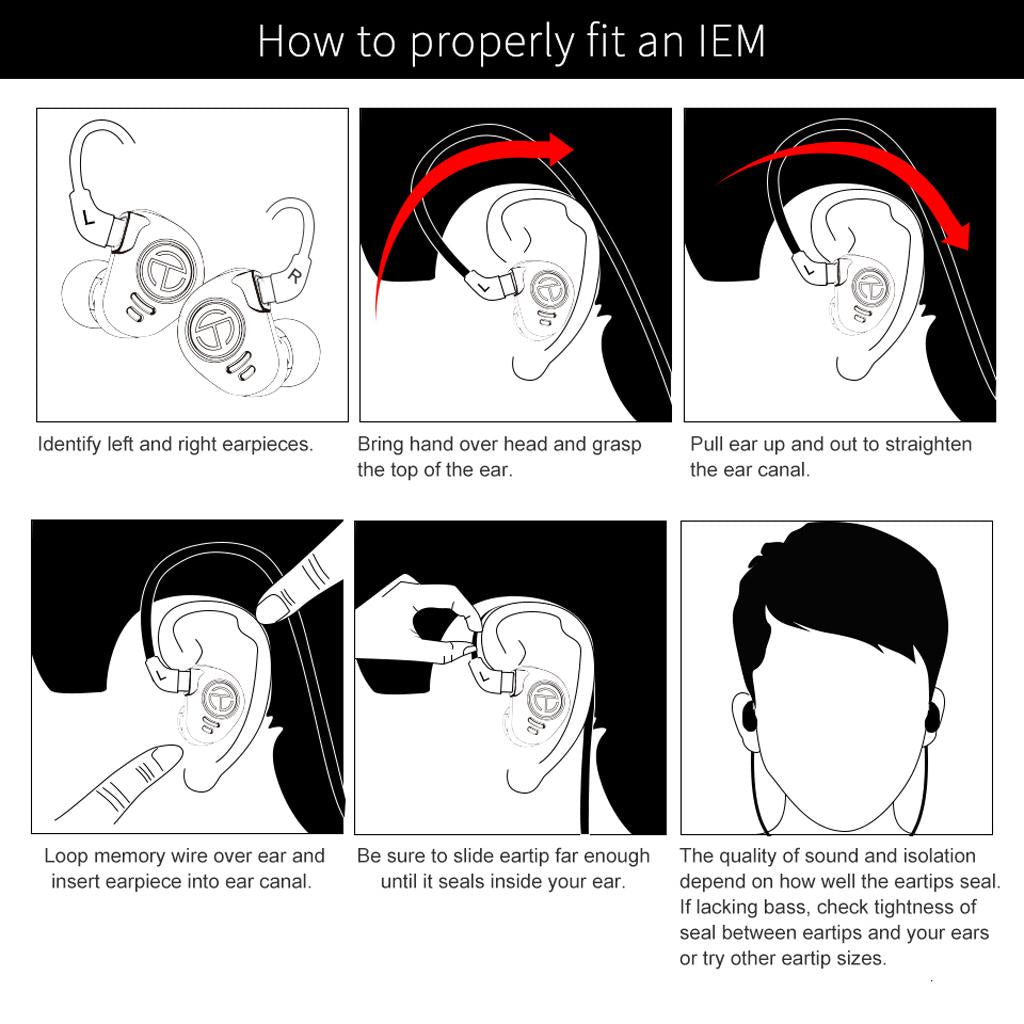 In Ear HiFi Bass Sports Stereo Earbuds Detachable Headphones Black