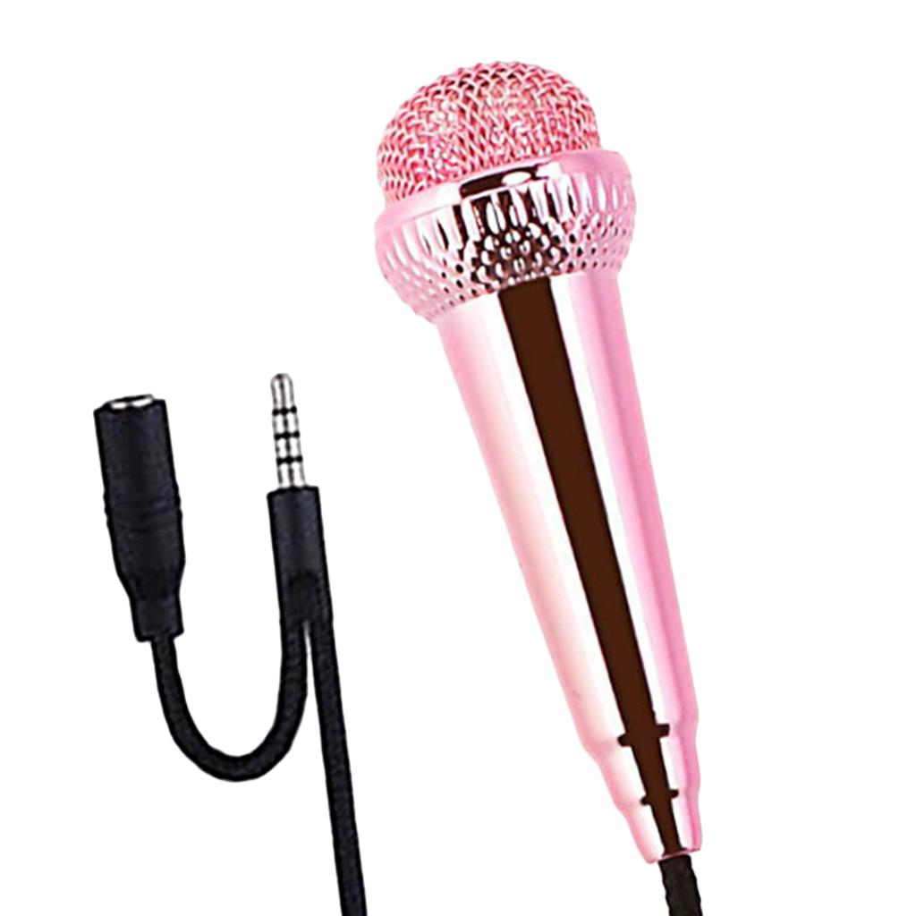 Portable 3.5mm Wired Mini Microphone Stereo Mic for Chatting Sing Rose Red