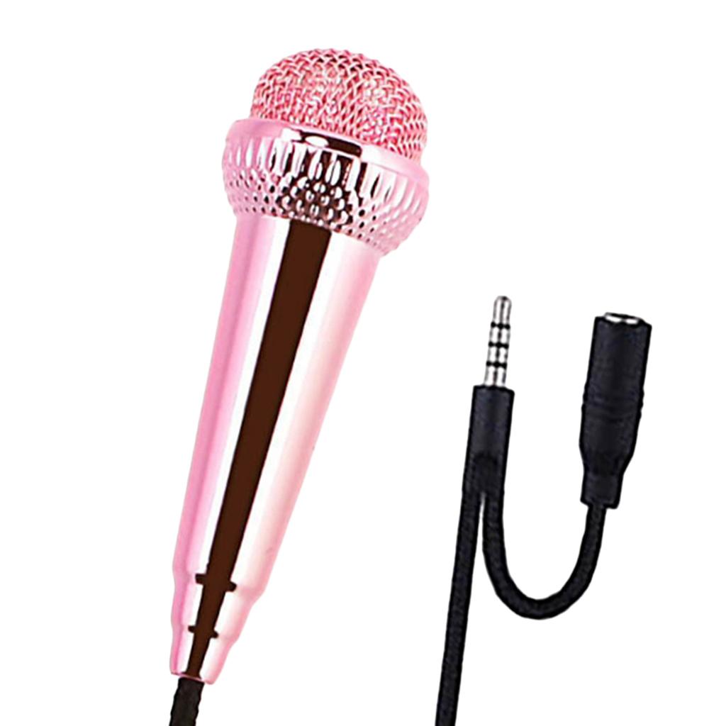 Portable 3.5mm Wired Mini Microphone Stereo Mic for Chatting Sing Rose Red