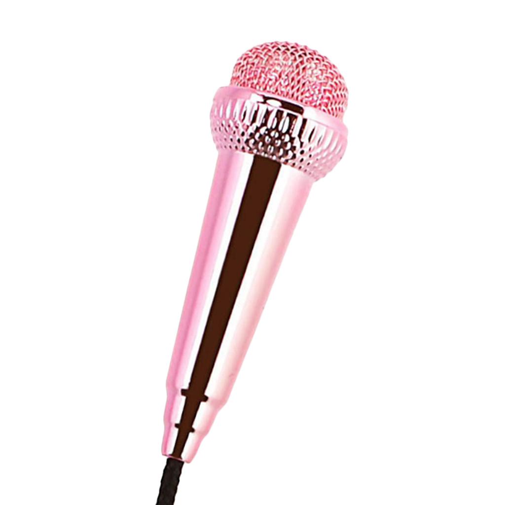 Portable 3.5mm Wired Mini Microphone Stereo Mic for Chatting Sing Rose Red