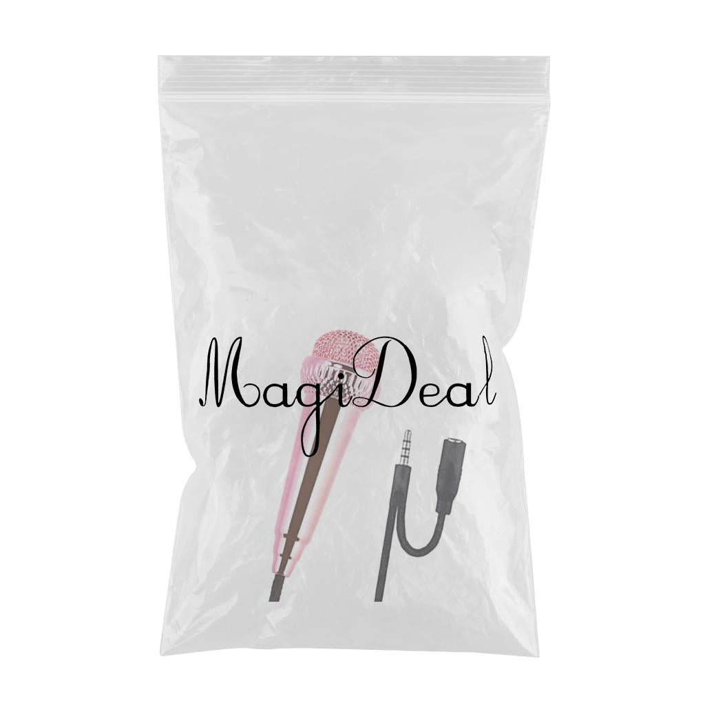 Portable 3.5mm Wired Mini Microphone Stereo Mic for Chatting Sing Rose Red