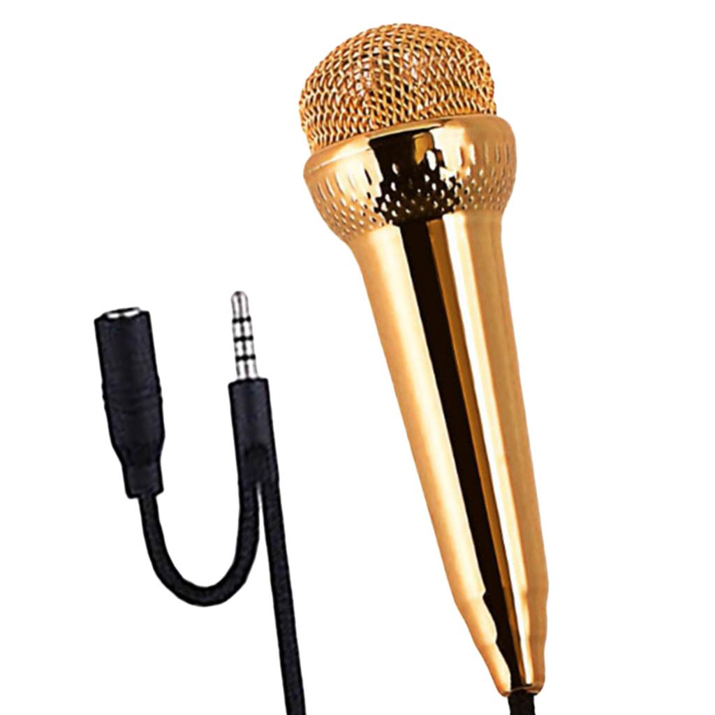 Portable 3.5mm Wired Mini Microphone Stereo Mic for Chatting Sing Yellow