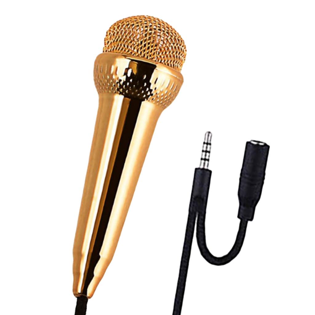Portable 3.5mm Wired Mini Microphone Stereo Mic for Chatting Sing Yellow