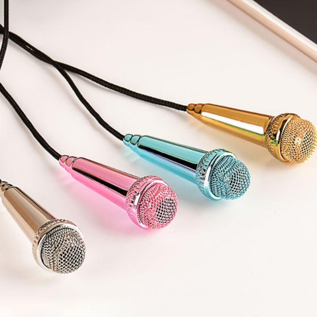Portable 3.5mm Wired Mini Microphone Stereo Mic for Chatting Sing Light Blue