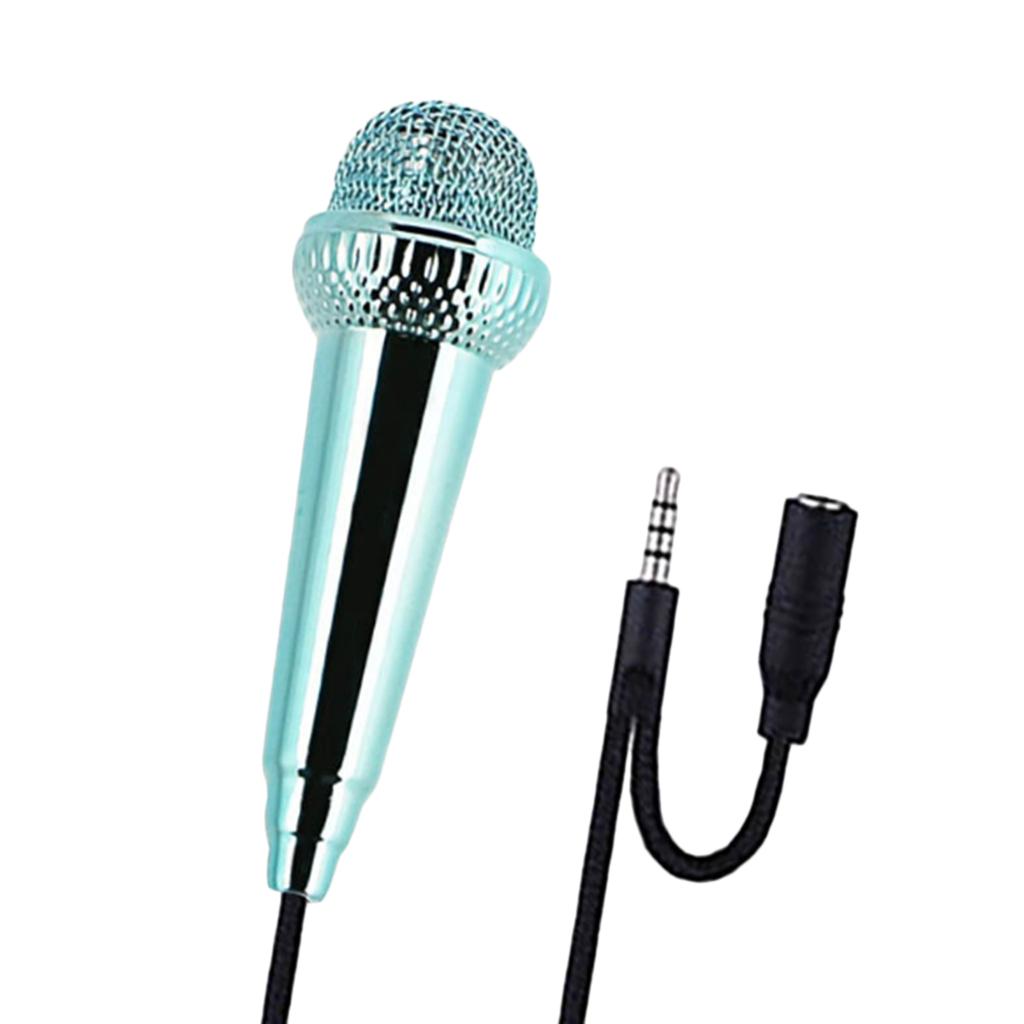 Portable 3.5mm Wired Mini Microphone Stereo Mic for Chatting Sing Light Blue