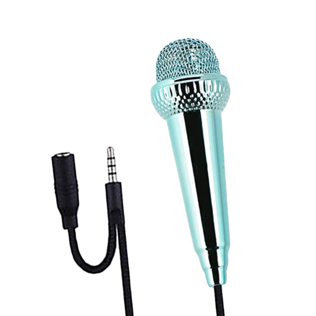 Portable 3.5mm Wired Mini Microphone Stereo Mic for Chatting Sing Light Blue