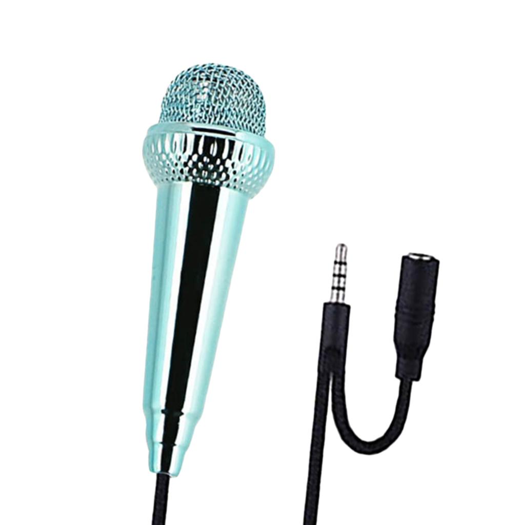 Portable 3.5mm Wired Mini Microphone Stereo Mic for Chatting Sing Light Blue