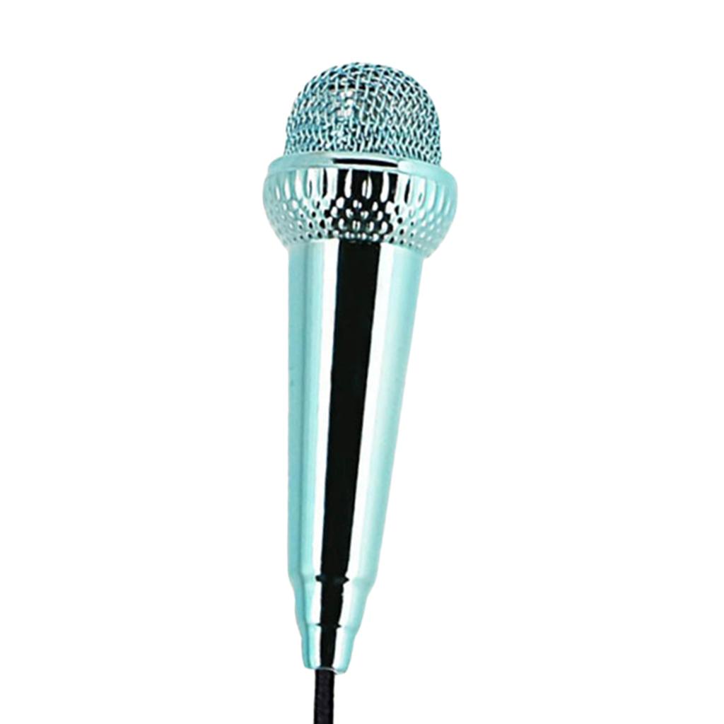 Portable 3.5mm Wired Mini Microphone Stereo Mic for Chatting Sing Light Blue