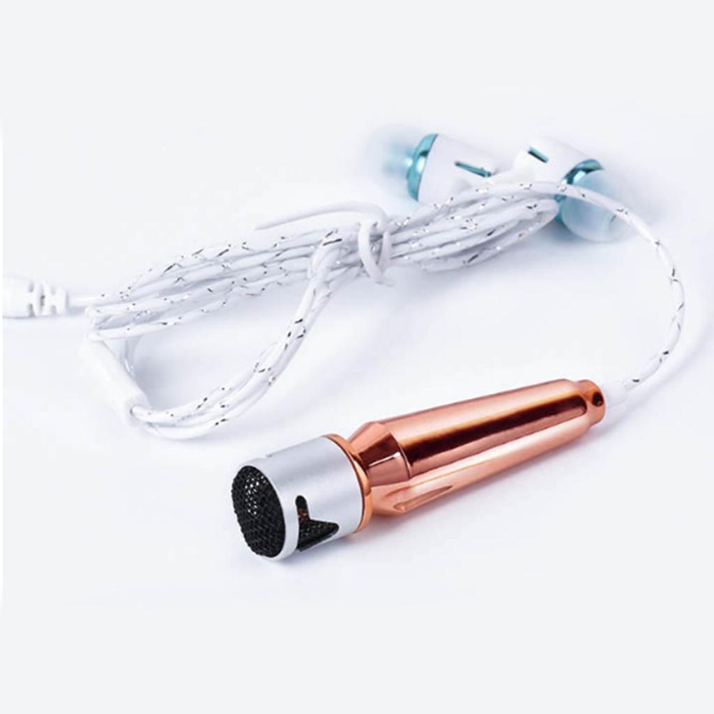 Portable Mini Wired Phone Stereo Microphone for Chatting Singing Rose Gold