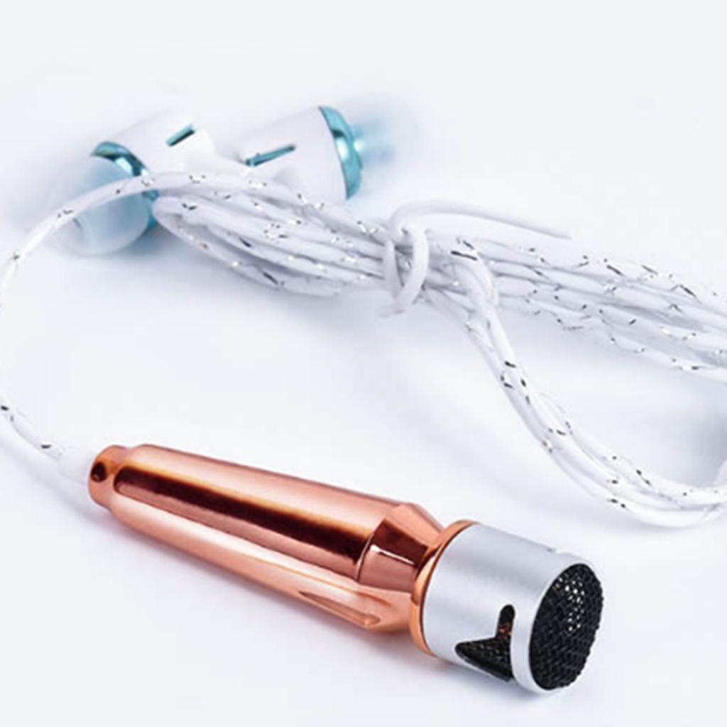 Portable Mini Wired Phone Stereo Microphone for Chatting Singing Rose Gold