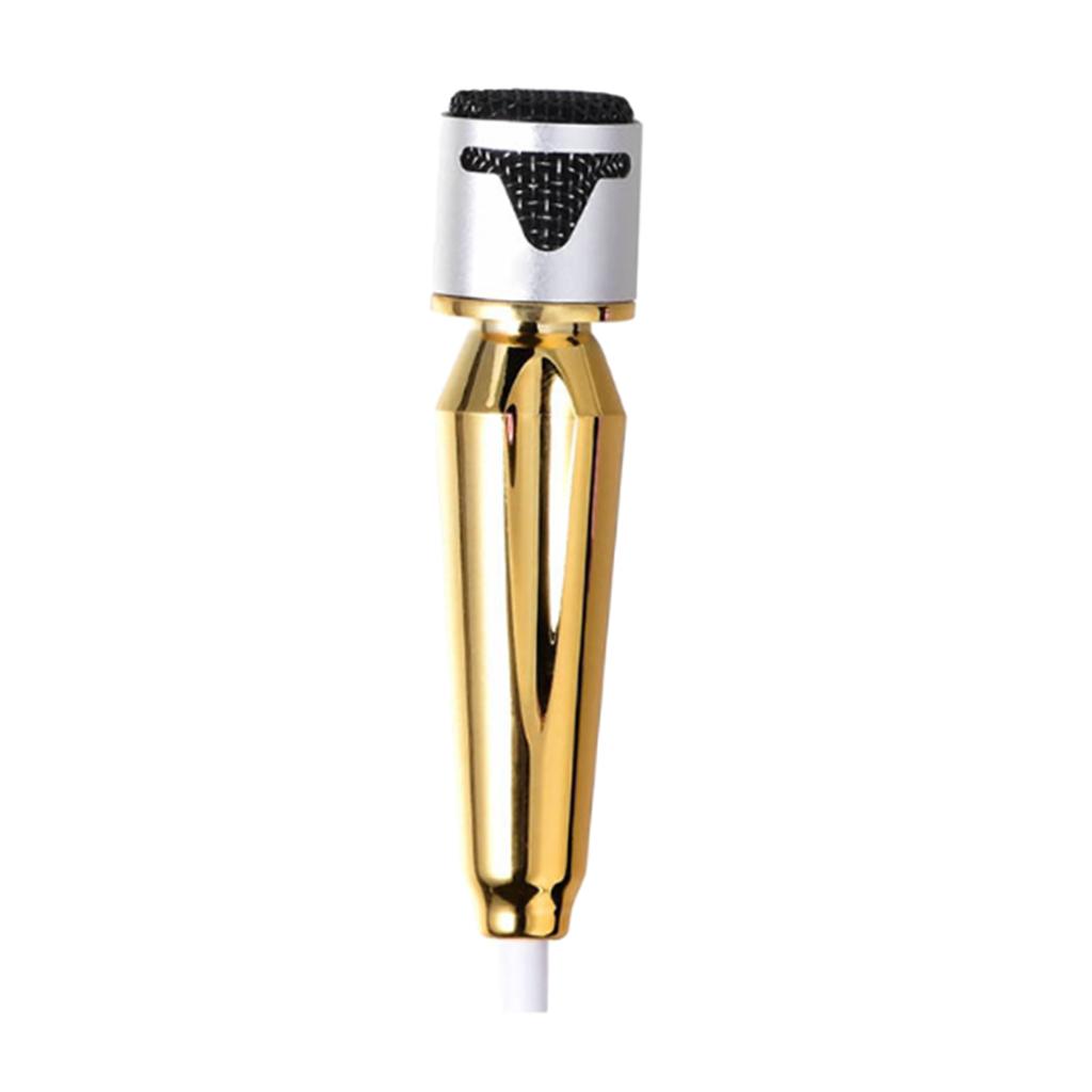 Portable Mini Wired Phone Stereo Microphone for Chatting Singing Golden