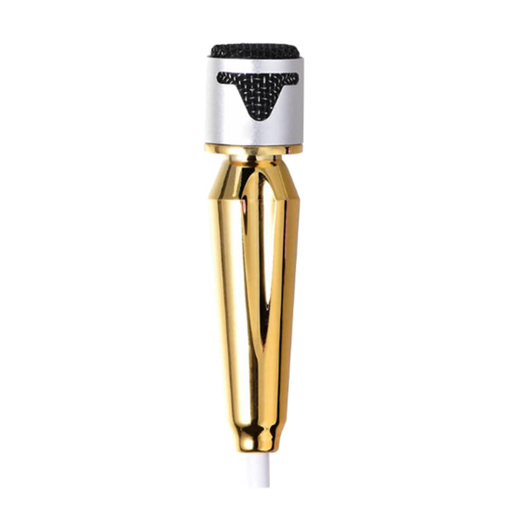 Portable Mini Wired Phone Stereo Microphone for Chatting Singing Golden
