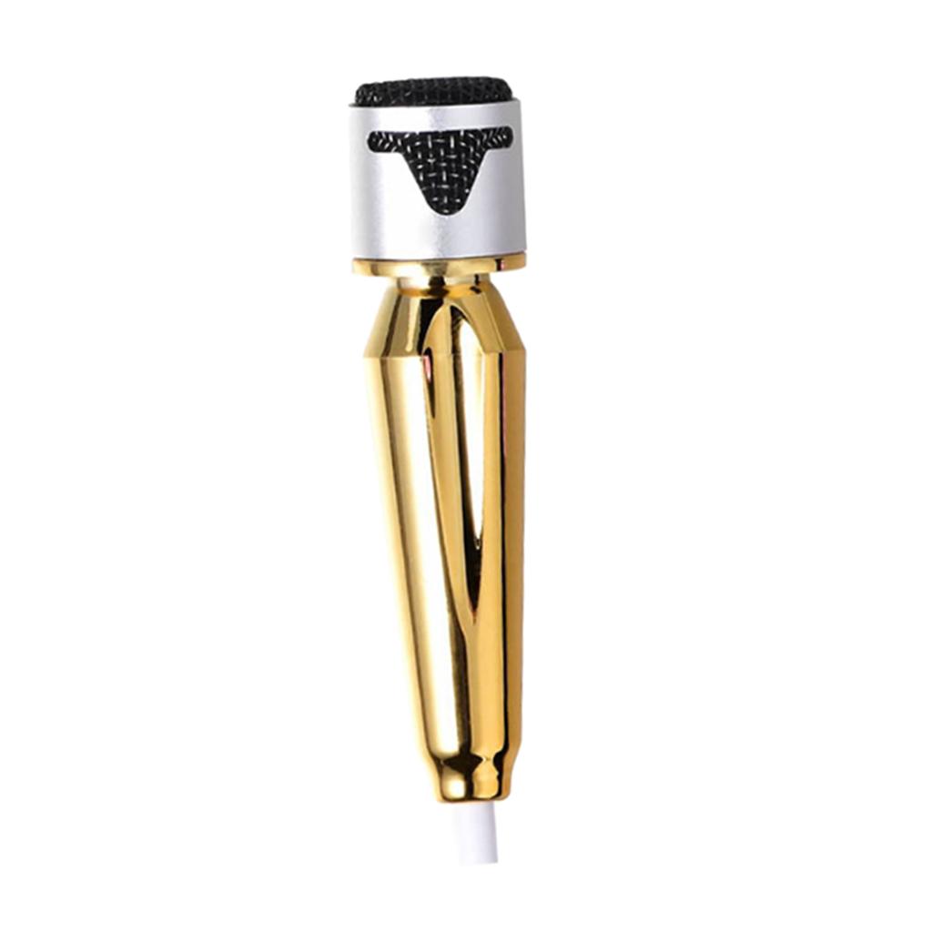 Portable Mini Wired Phone Stereo Microphone for Chatting Singing Golden