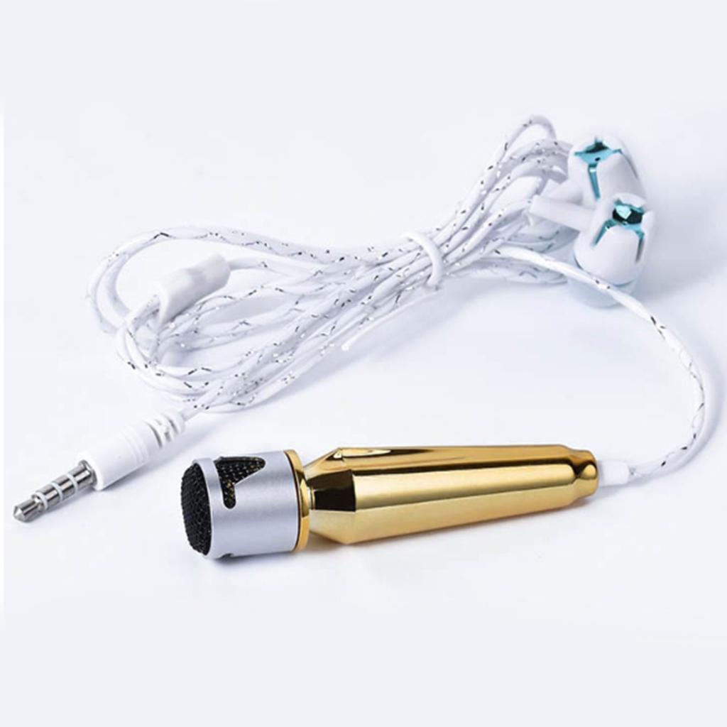 Portable Mini Wired Phone Stereo Microphone for Chatting Singing Golden