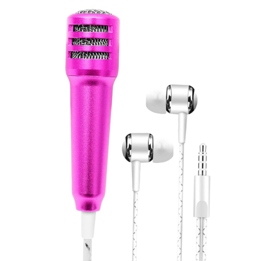 3.5mm Mini Microphone Mic Video Earphones Voice Recording Singing Rose Red