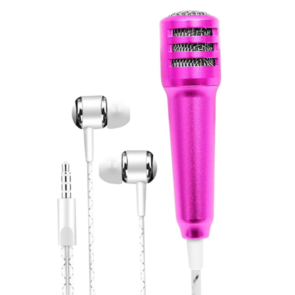 3.5mm Mini Microphone Mic Video Earphones Voice Recording Singing Rose Red
