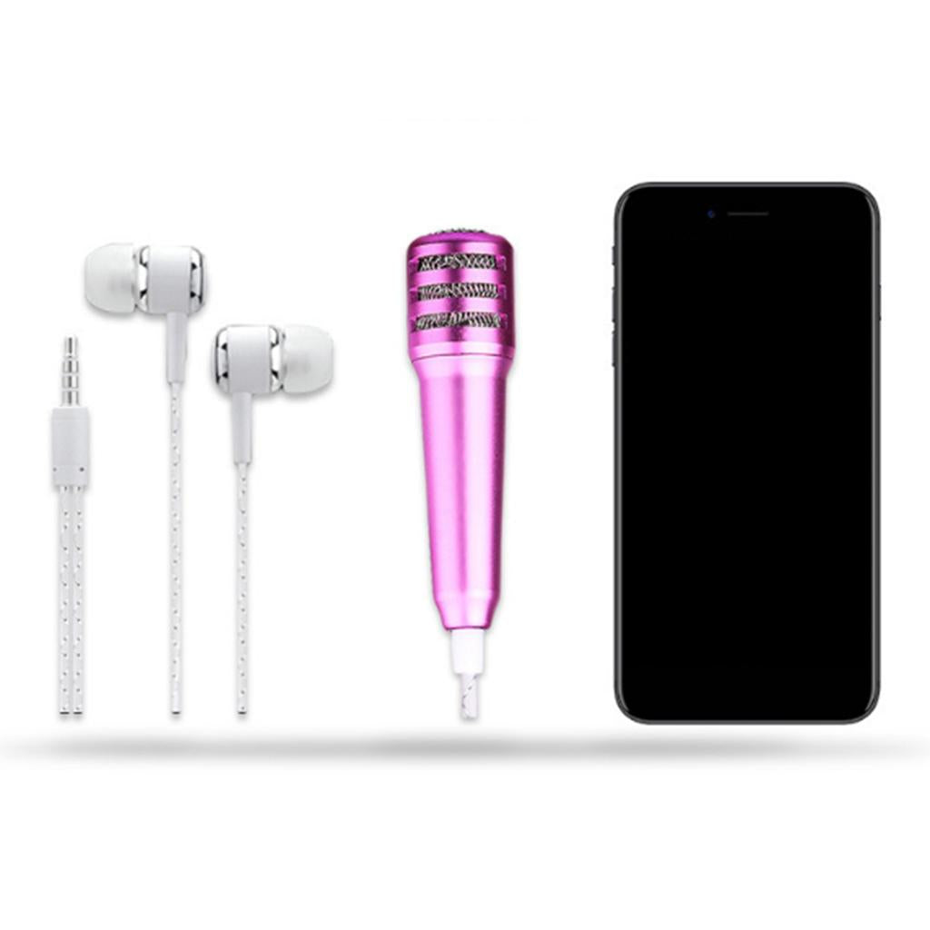 3.5mm Mini Microphone Mic Video Earphones Voice Recording Singing Silver