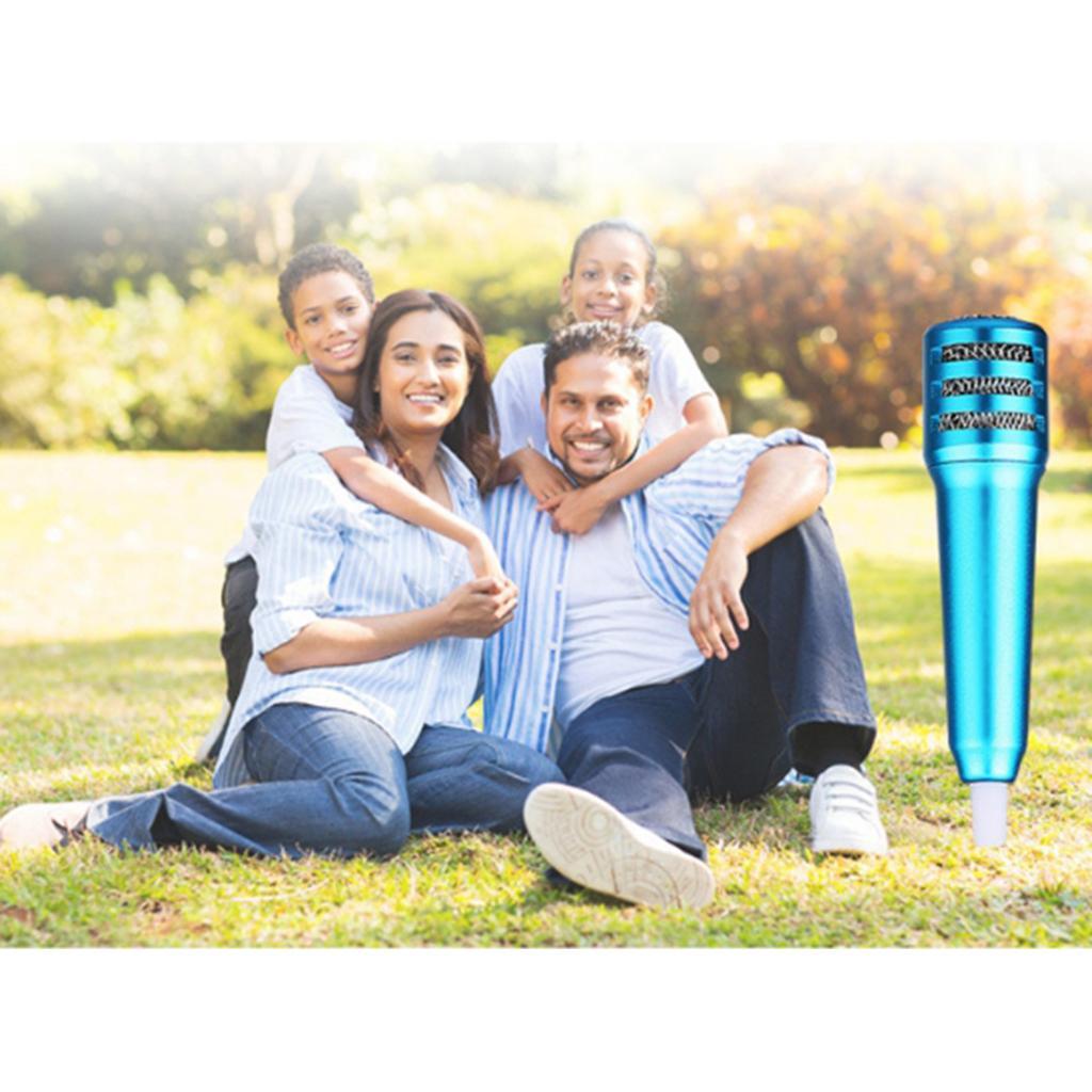 3.5mm Mini Microphone Mic Video Earphones Voice Recording Singing Blue