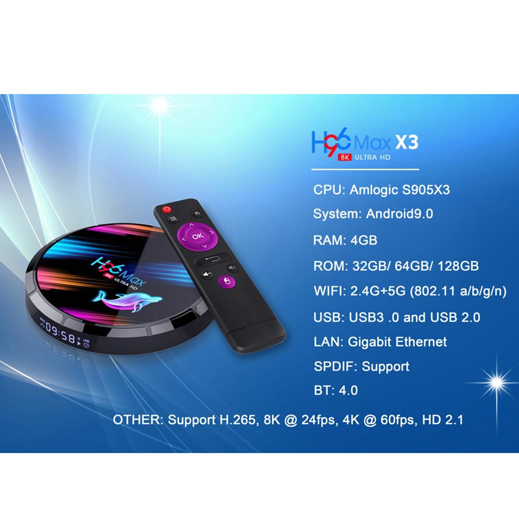 Smart H96 Max X3 Dual Wifi HDMI 2.1 A55 Box 4GB + 32GB EU Plug