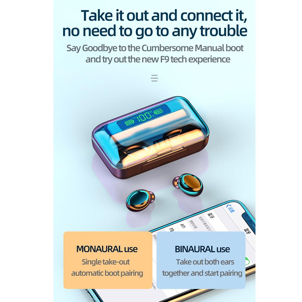 TWS Bluetooth 5.0 Wireless Headphone 9D Stereo Earbuds Headsets w/ Mic