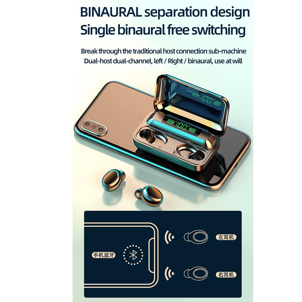 TWS Bluetooth 5.0 Wireless Headphone 9D Stereo Earbuds Headsets w/ Mic