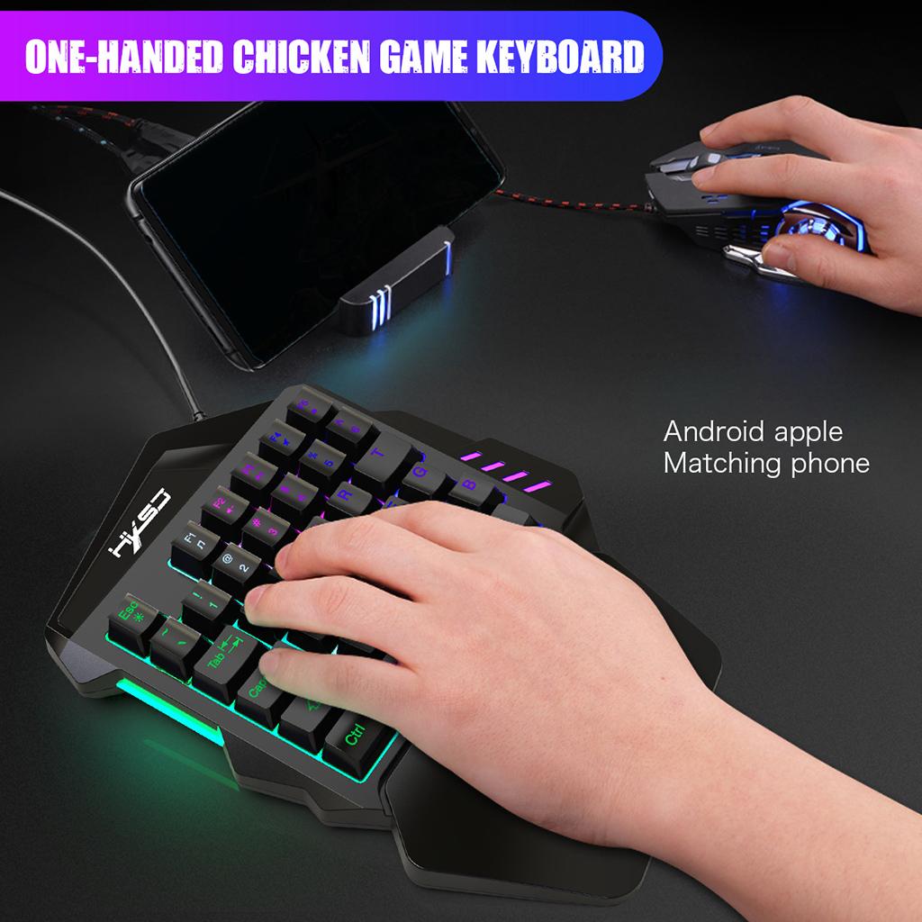 One-Handed 35 Keys USB Game Keyboard + Mouse Gift For PC Gaming Laptop Gamer