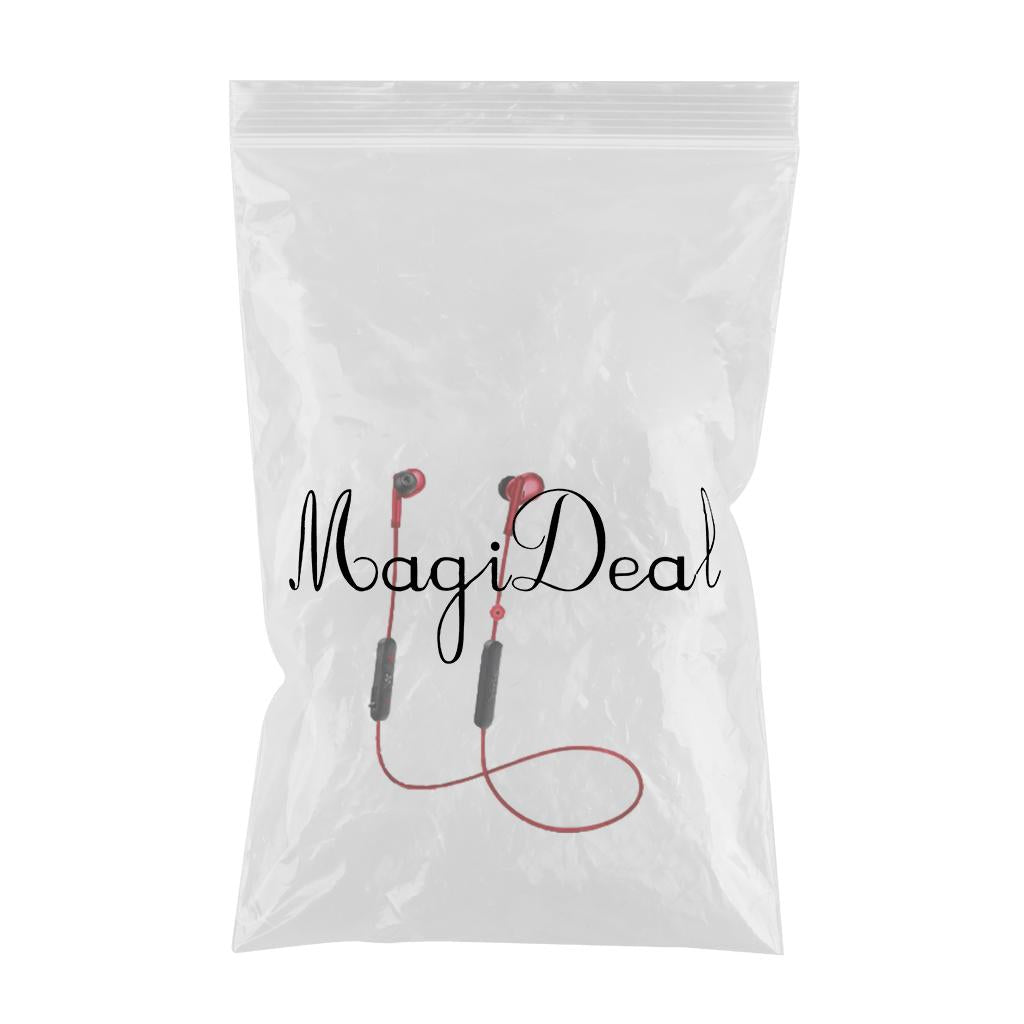 Neckband Sport Bluetooth Earphones Magnet Stereo Heavy Bass w/ Mic Red