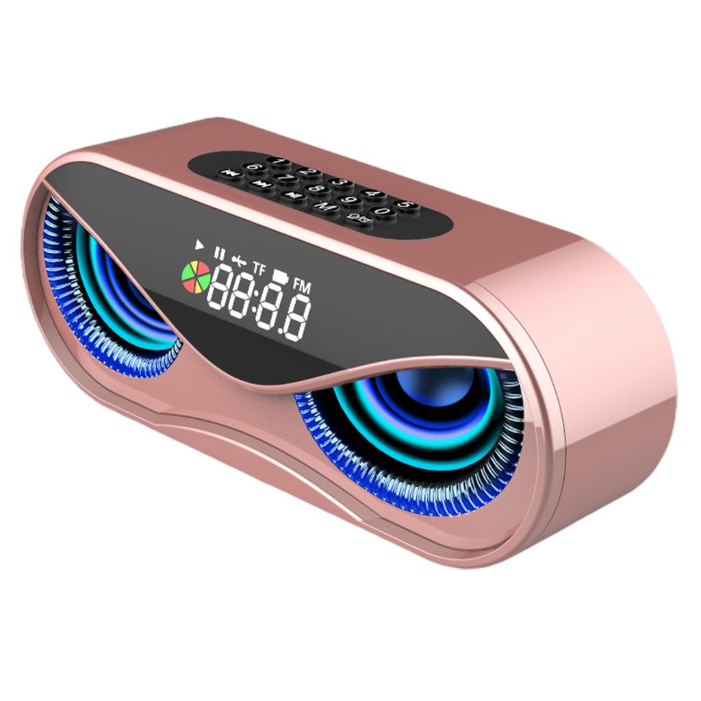 Multifunction Bluetooth5.0 Speaker with FM Radio Clock TF Card Rose Gold