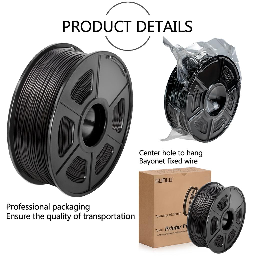ABS Filament 1.75mm for 3D Printer +/- 0.02mm 1kg Spool (2.2lbs) Black