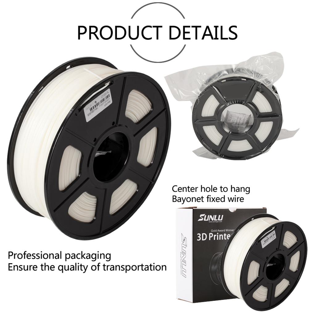 ABS Filament 1.75mm for 3D Printer +/- 0.02mm 1kg Spool (2.2lbs) White