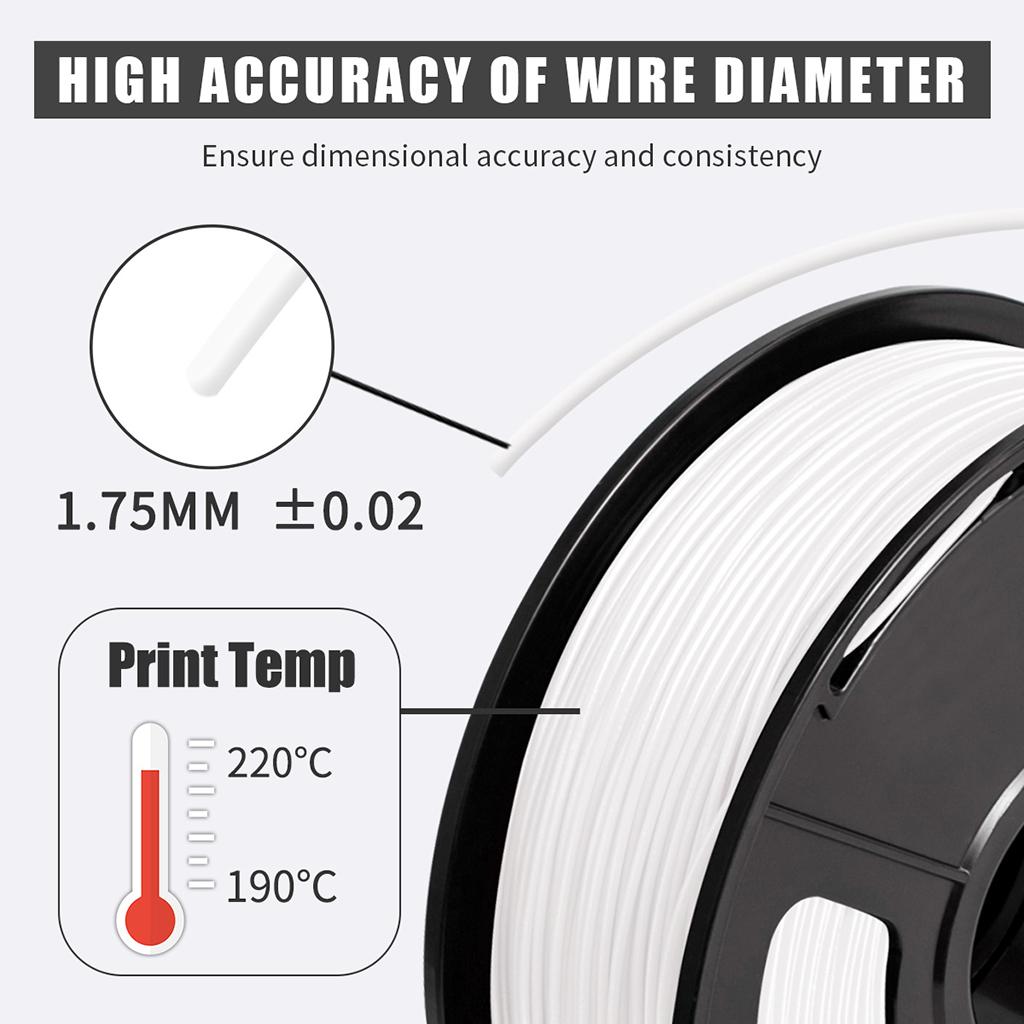 1kg PLA 1.75mm Filament Spool Accuracy 0.03 mm White
