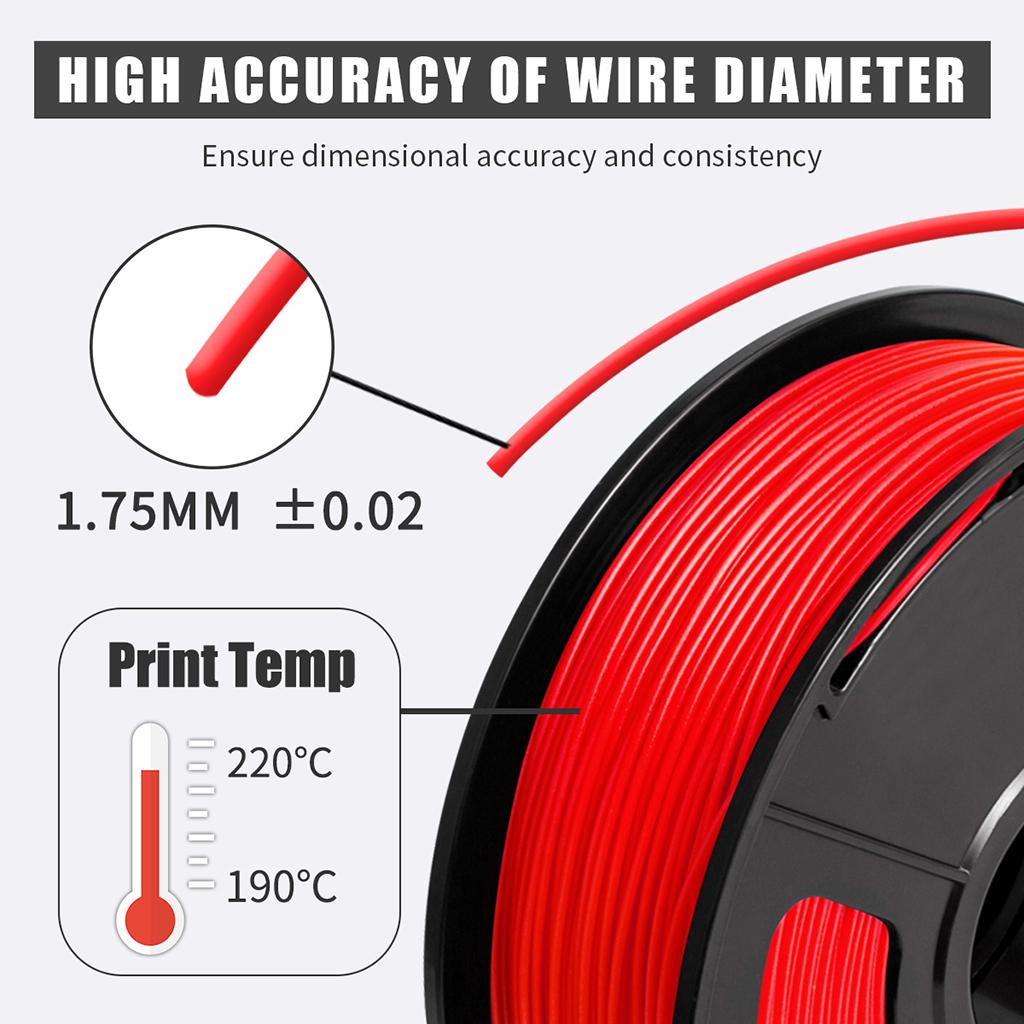 1kg PLA 1.75mm Filament Spool Accuracy 0.03 mm Red