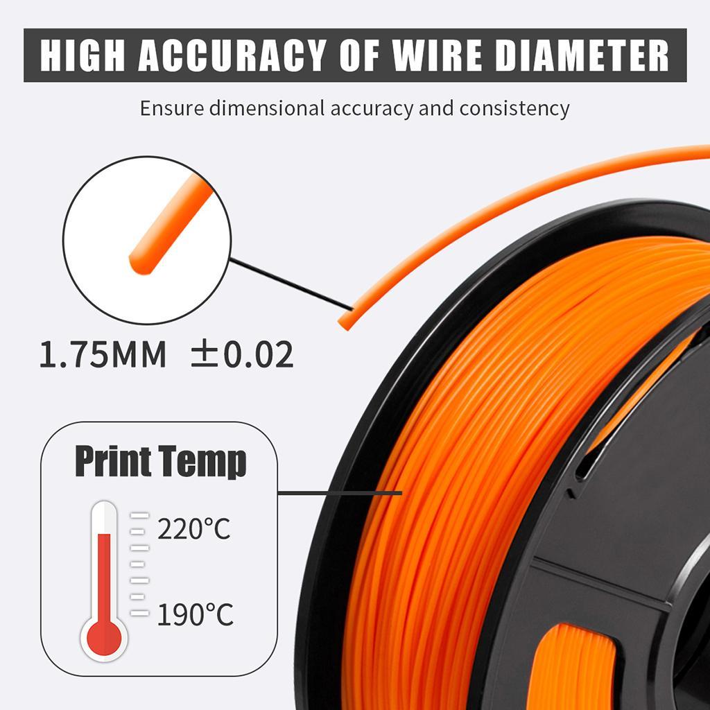1kg PLA 1.75mm Filament Spool Accuracy 0.03 mm Orange