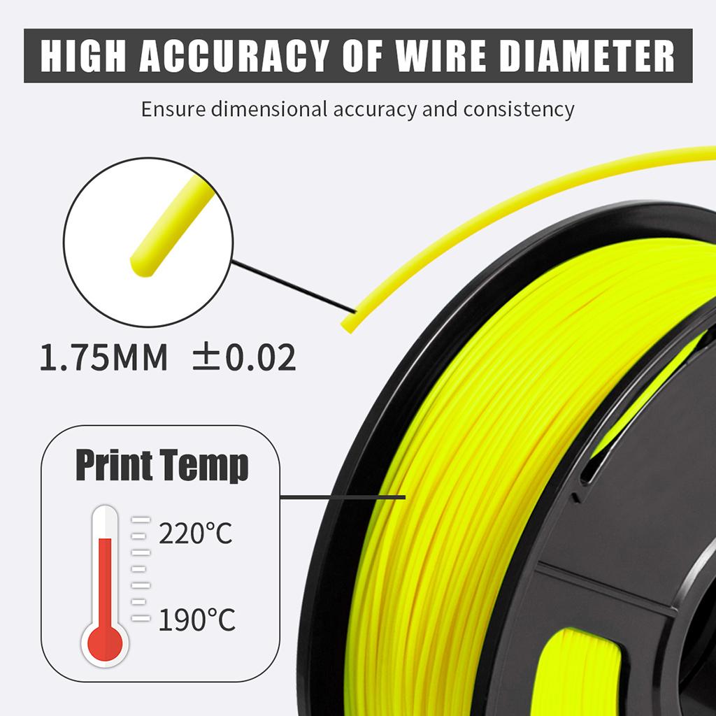 1kg PLA 1.75mm Filament Spool Accuracy 0.03 mm Yellow