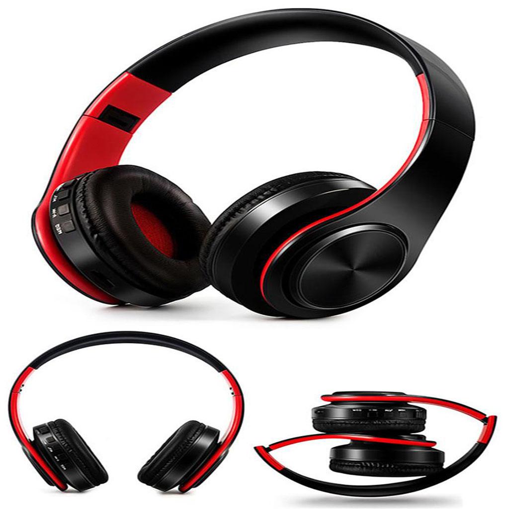 Headphones Earphone Microphone Black Red