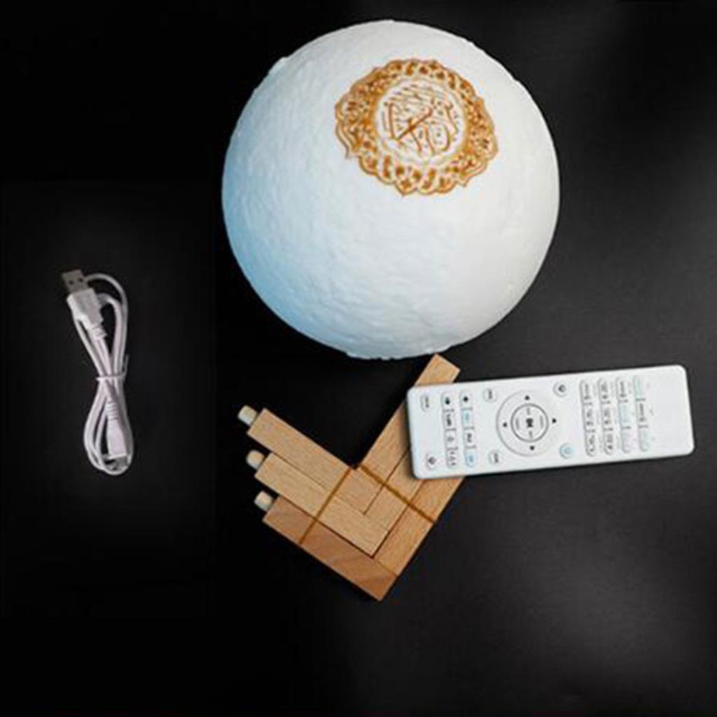3D Printing Quran Recite Bluetooth Speaker 7 Color Moon Lamp Remote Control