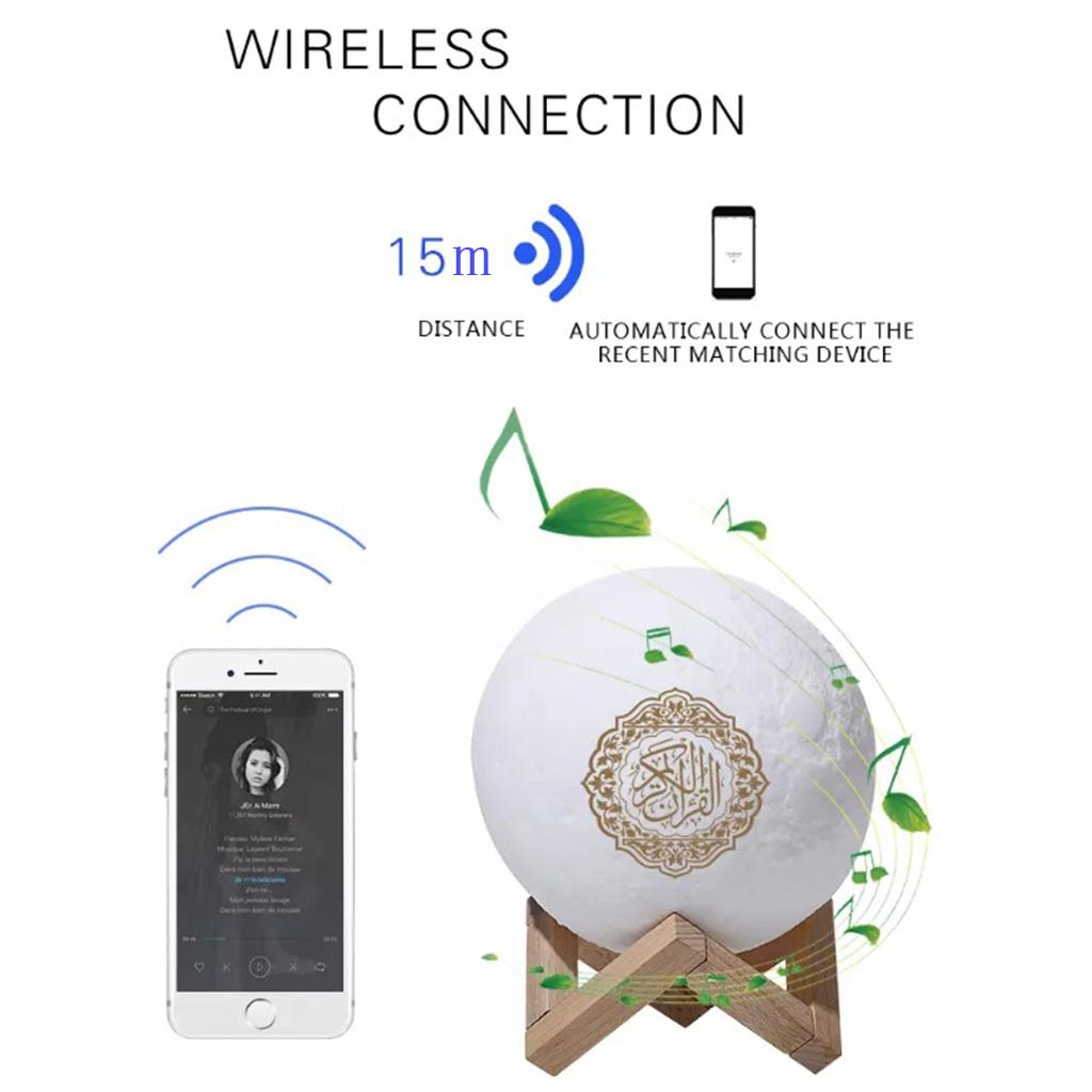 3D Printing Quran Recite Bluetooth Speaker 7 Color Moon Lamp Remote Control