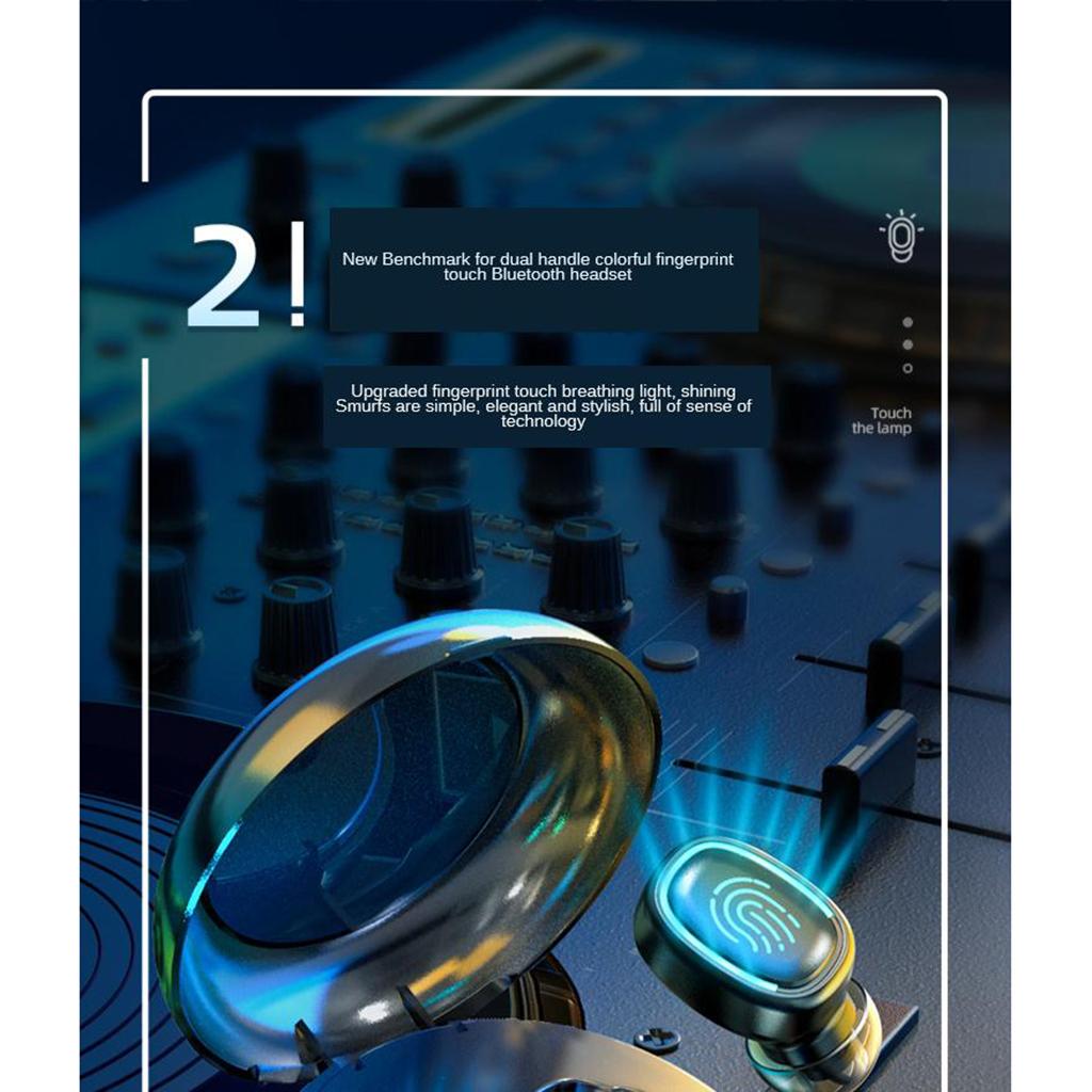 1 Pair C1 Stereo Wireless Earbuds with Portable Mini LED Display Case Black