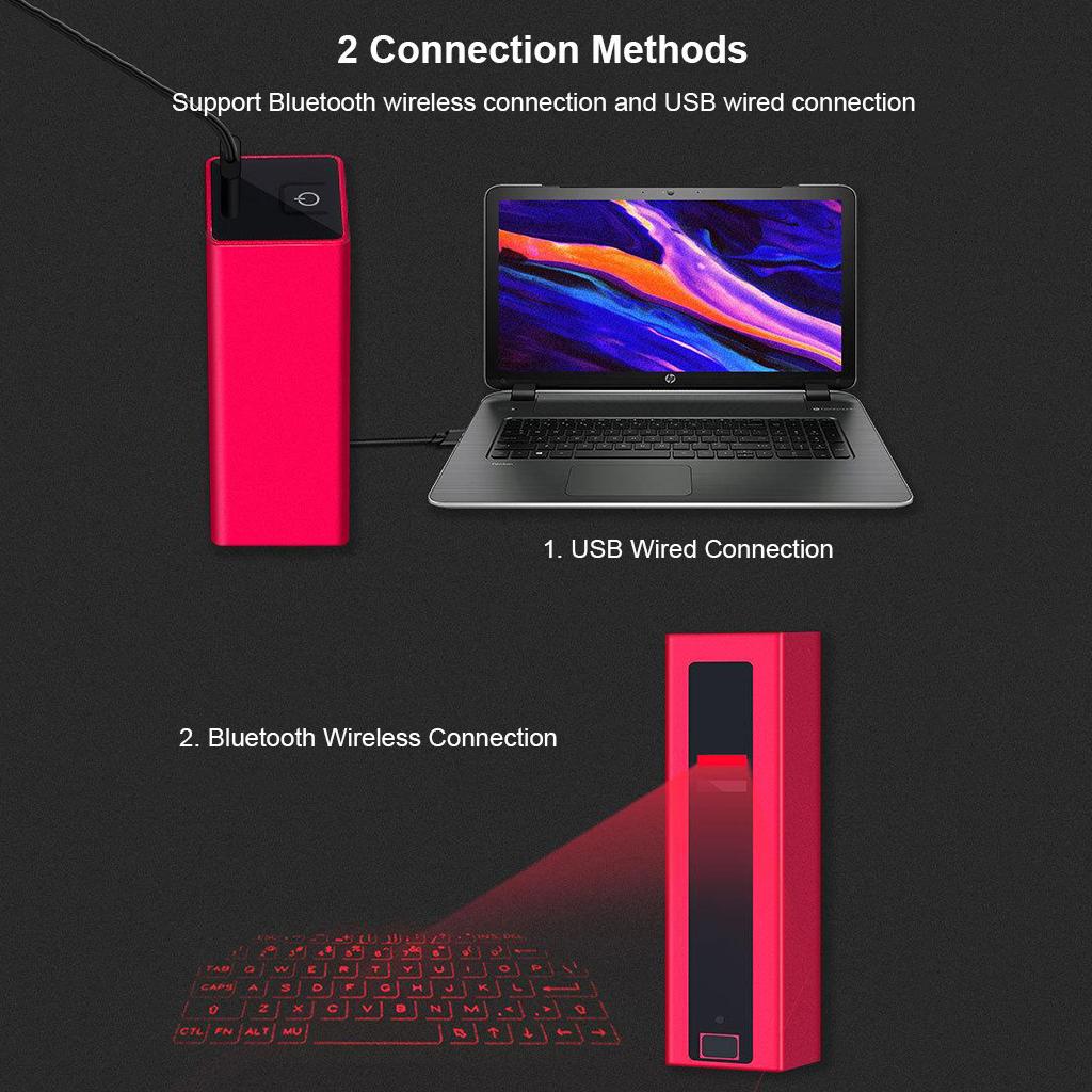 Mini Cool Bluetooth Wireless Laser Projection Virtual Keyboard Rose Gold