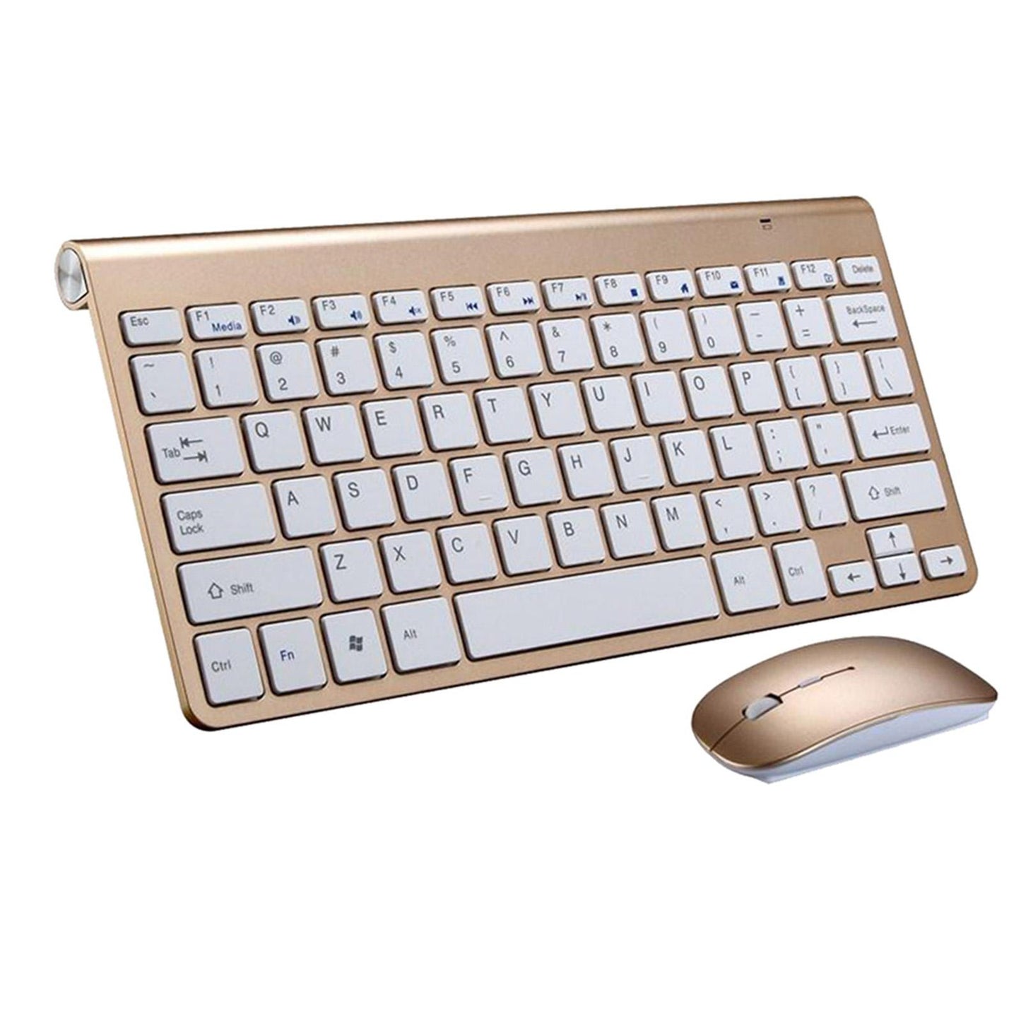Mini Flat Quiet Wireless Keyboard Mouse Combo Golden