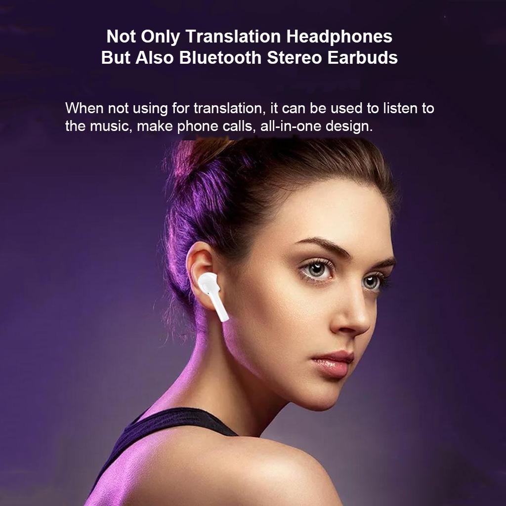 TWS Earbuds Wireless Translation Headphones White without Translation