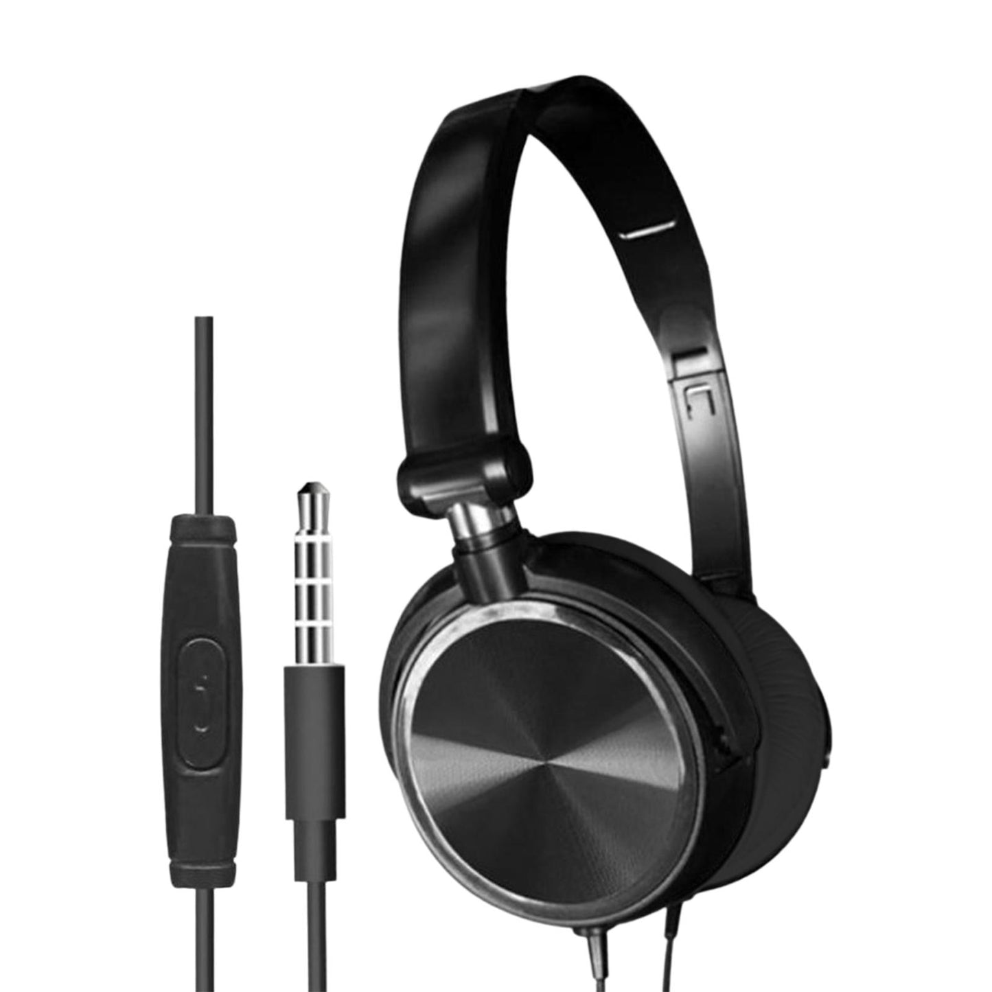 S1 Portable 3.5mm Wired Headset Stereo Foldable Headphones Black with Mic