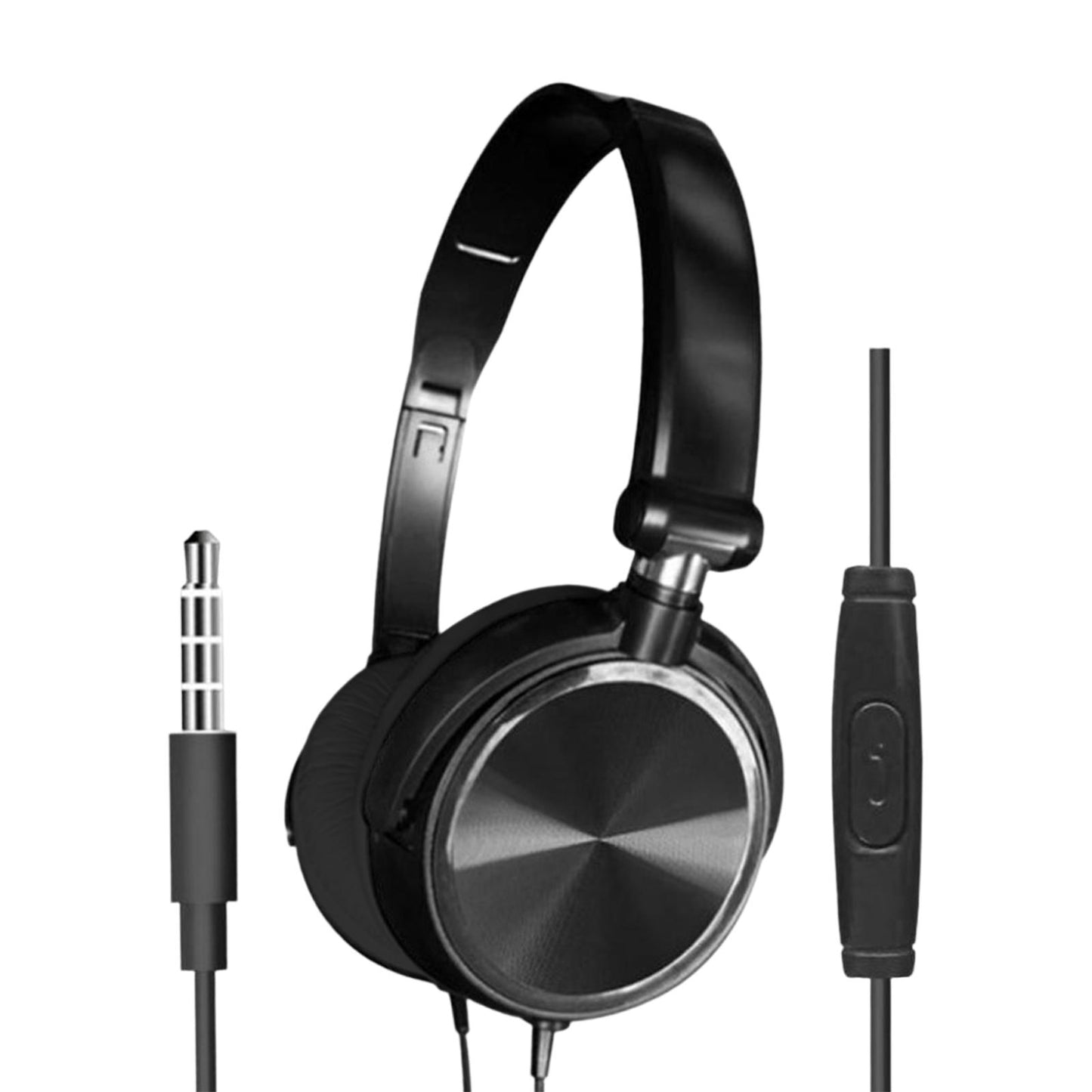 S1 Portable 3.5mm Wired Headset Stereo Foldable Headphones Black with Mic