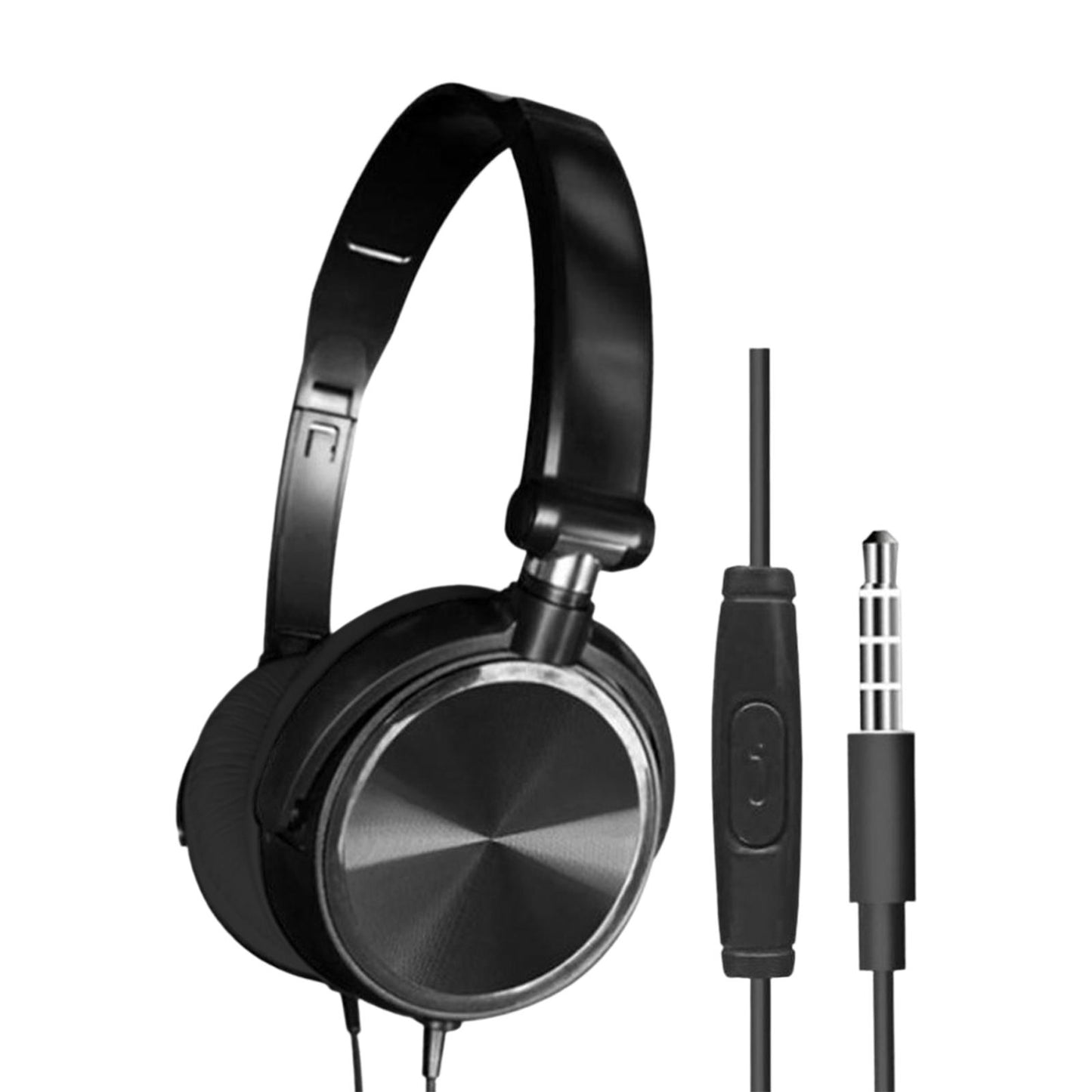 S1 Portable 3.5mm Wired Headset Stereo Foldable Headphones Black with Mic