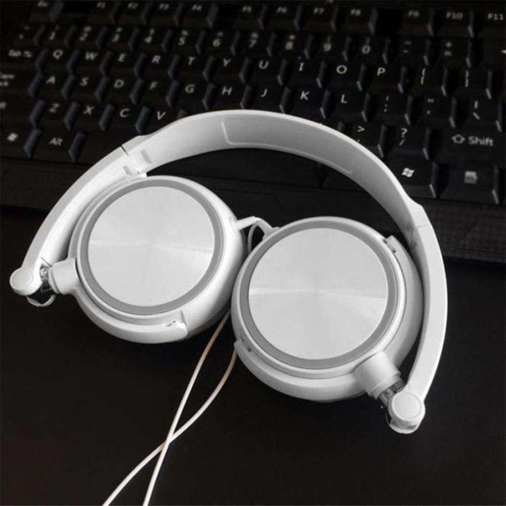 S1 Portable 3.5mm Wired Headset Stereo Foldable Headphones White