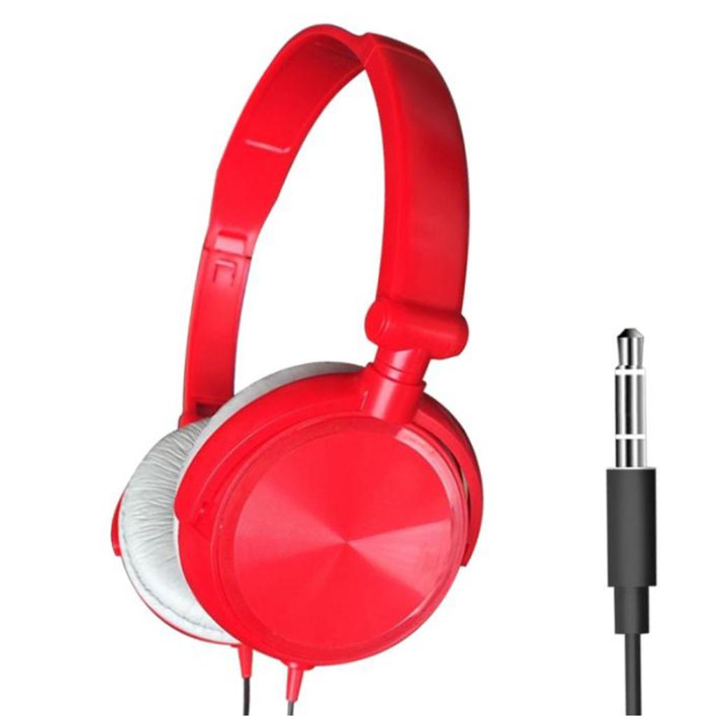 S1 Portable 3.5mm Wired Headset Stereo Foldable Headphones Red