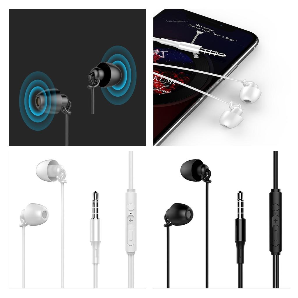 3.5mm Sleep Earplugs Earphone black with Mic
