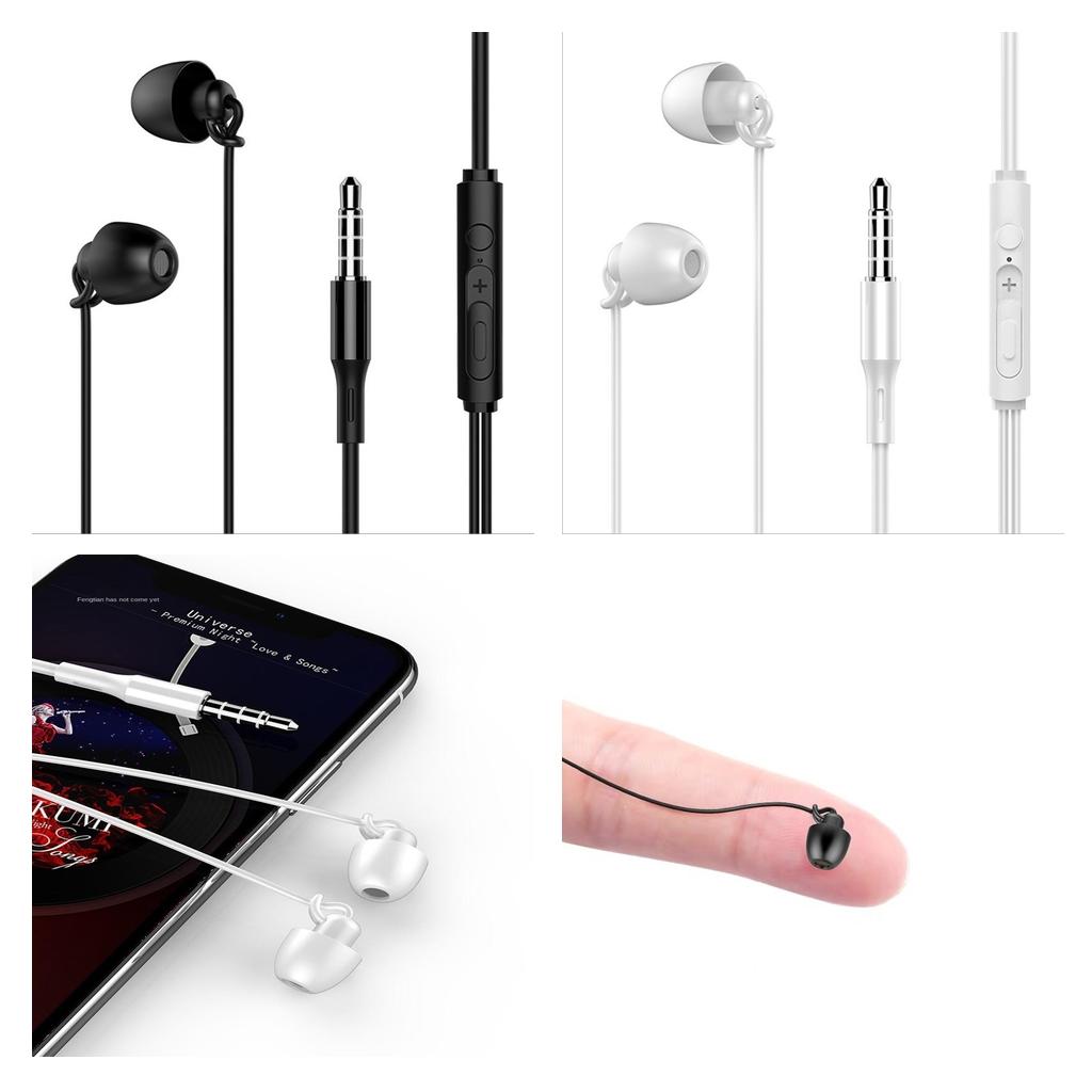 3.5mm Sleep Earplugs Earphone white with Mic